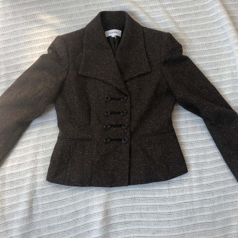 Clavin Klein double-breasted tweed coat